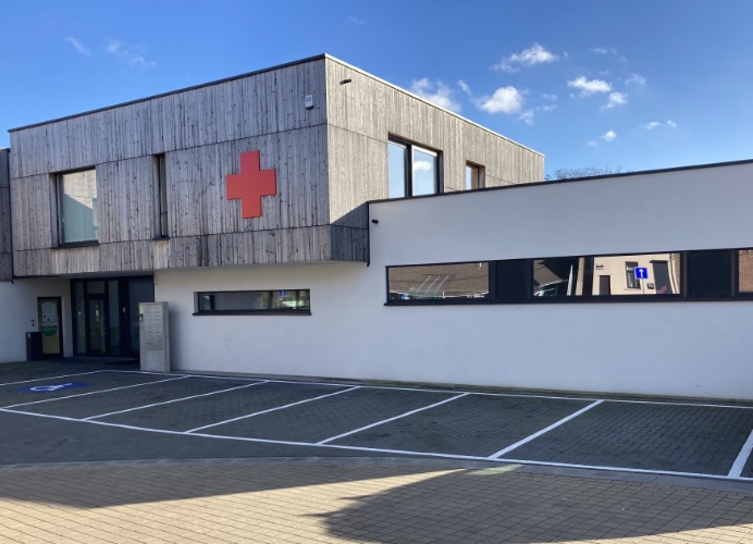 Photo des bâtiments. Vue depuis la rue Fernand Stilmant